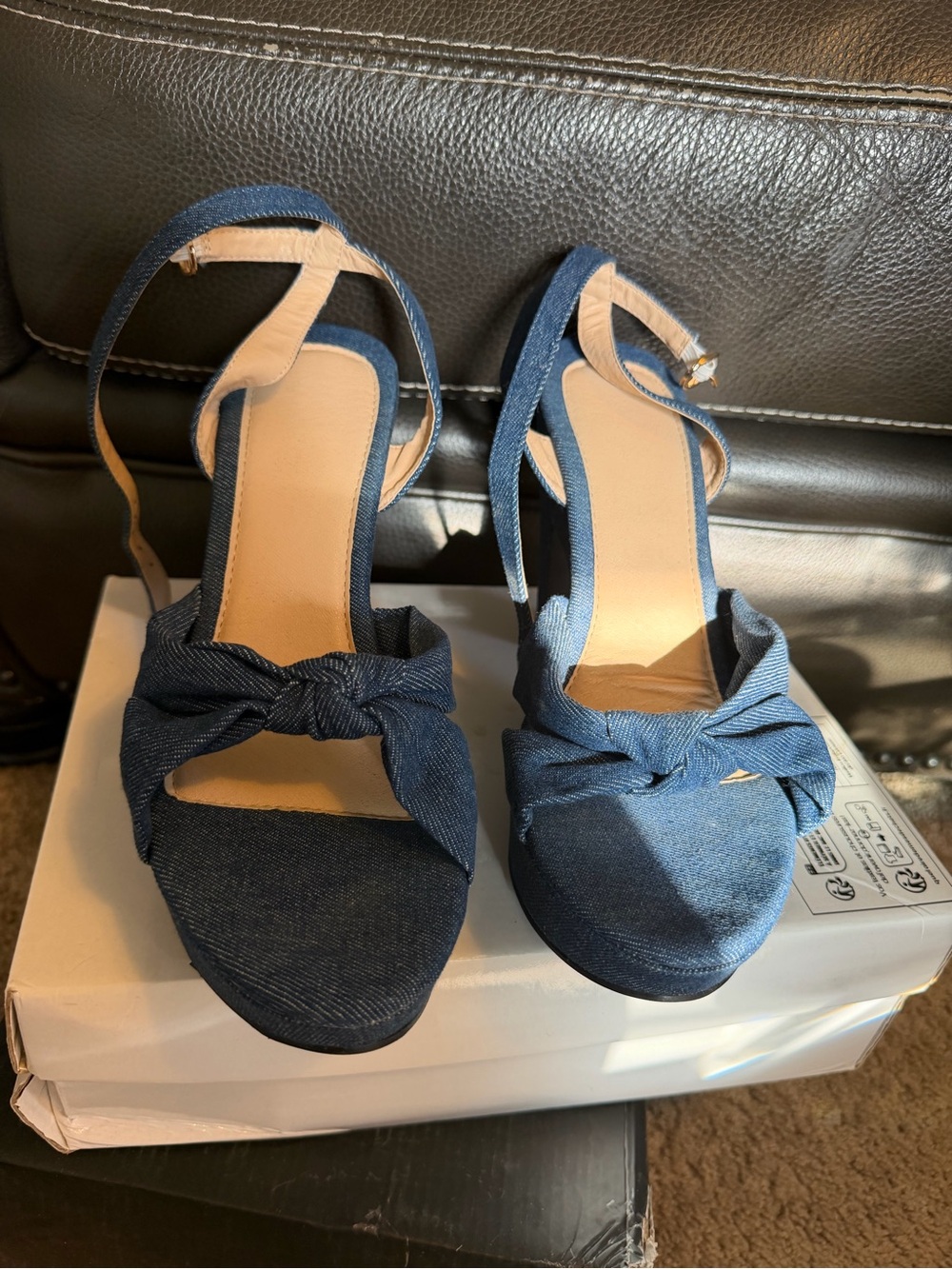 Women’s Navy Knot Front Open-Toe Sandals